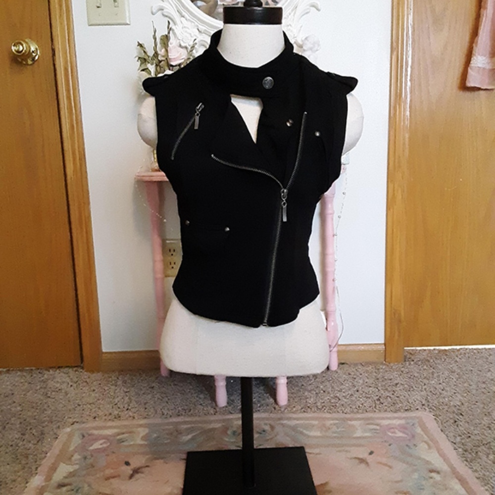 Blue Bird black moto vest